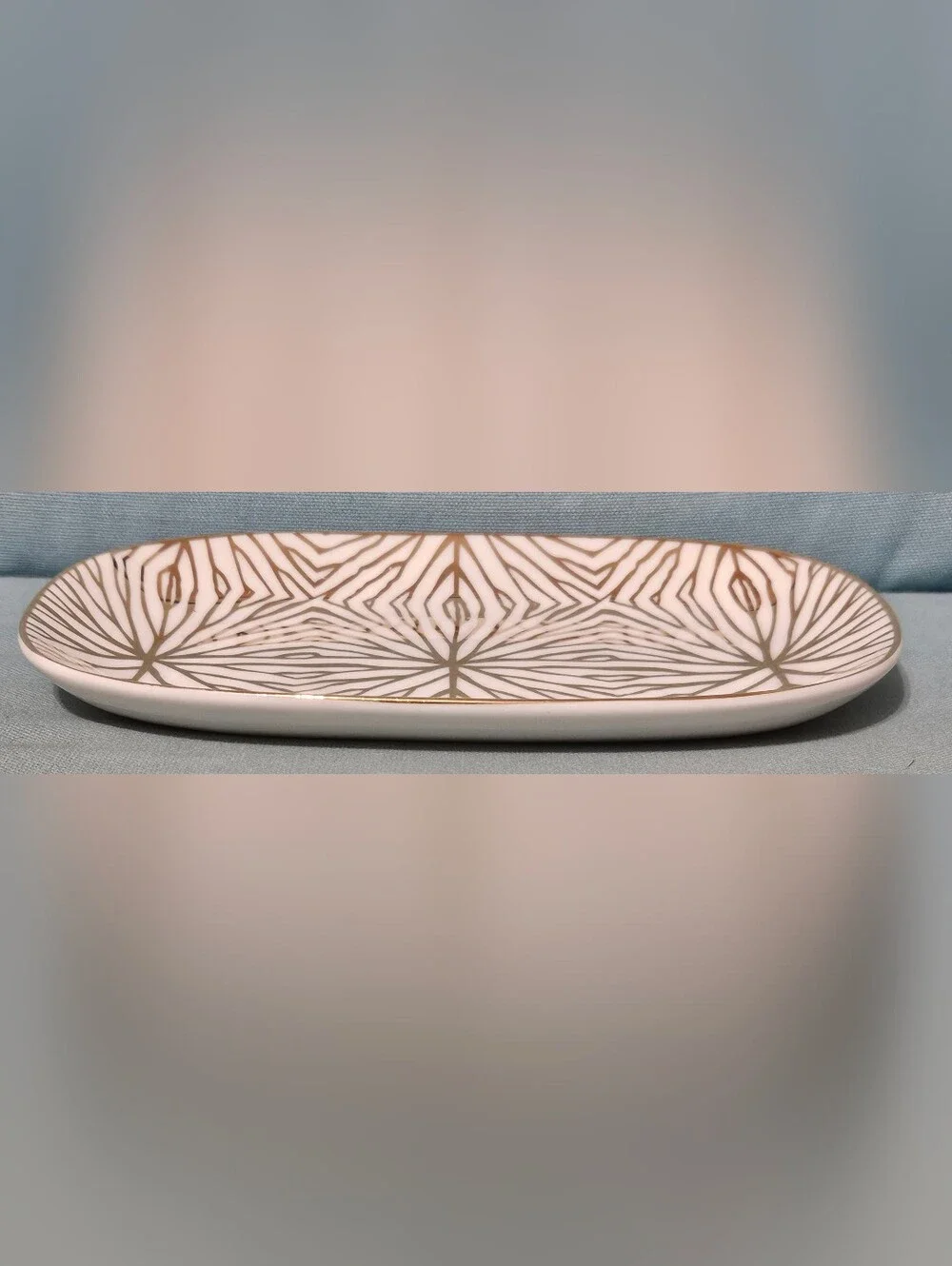 Gold and White Decorative Trinket Tray